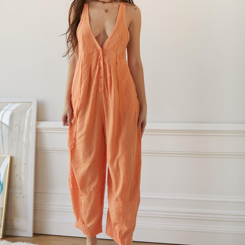 Urban outfitters, long jumpsuit, orange linen size large